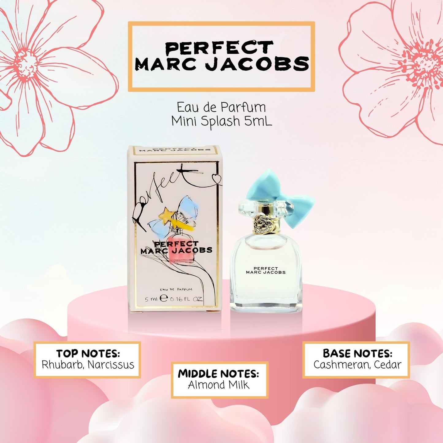 Marc Jacobs Perfect Eau de Parfum for Women Mini Splash, 0.16 Ounce